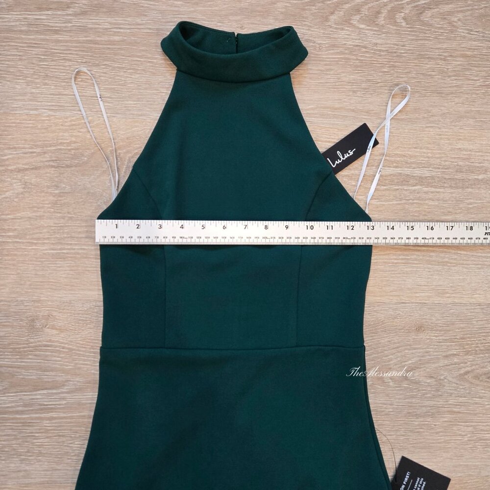 Lulus Ruffled Halter Maxi Dress Emerald Green Small Flaw Pearl New With Tags $99 - Picture 8 of 16